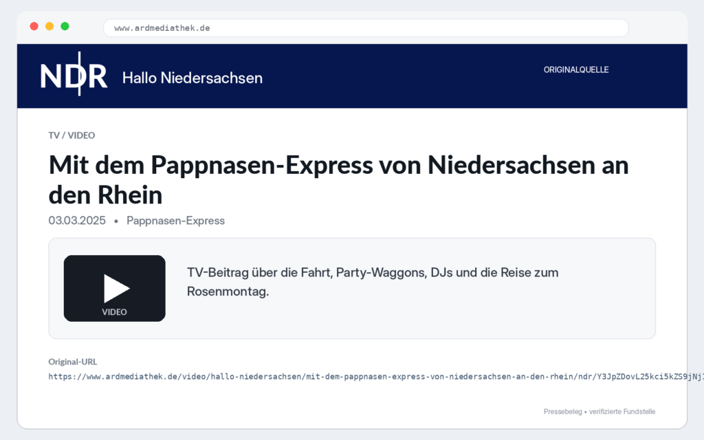 Mit dem Pappnasen-Express von Niedersachsen an den Rhein