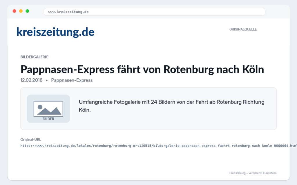 Pappnasen-Express fährt von Rotenburg nach Köln