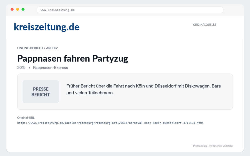 Pappnasen fahren Partyzug